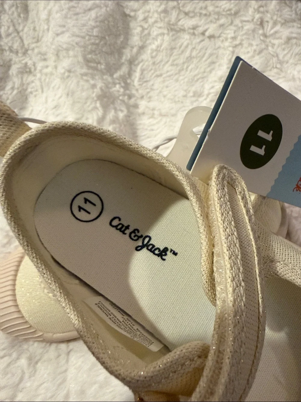 Cat & Jack Cream Canvas Mary Jane Hook-and-Loop Shoes